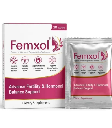 Femxol Sachets box and sachet packaging women fertility supplement ark laboratories